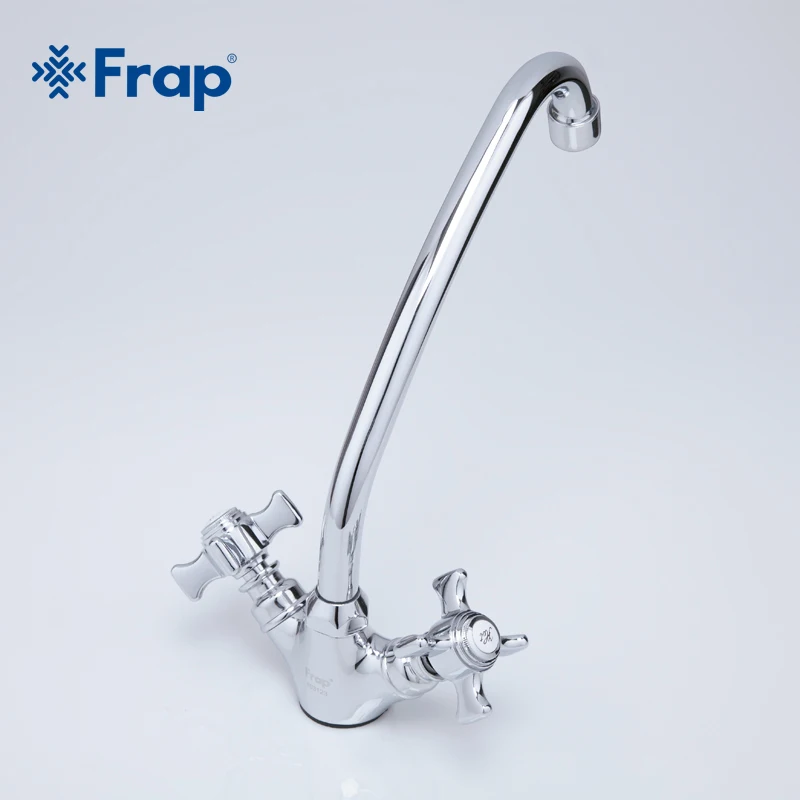 Смеситель для кухни Frap F4124 с поворотом на 360 градусов и двумя ручками|brass kitchen|designer