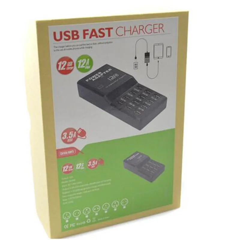 Effelon EU/US вилки 5V 12A выход Макс 3.5A 12 портов USB разъем питания быстрые зарядные