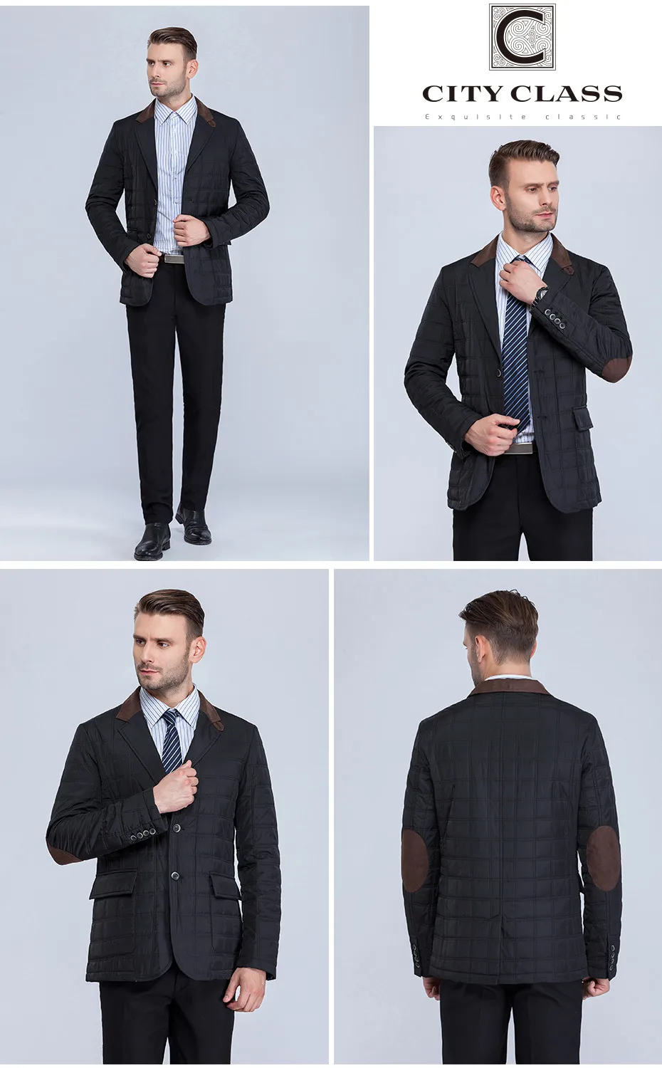City Class Новых Мужские Осенние Куртки Мода Casual Стёганный Костюм Воротник Пиджака CC13163