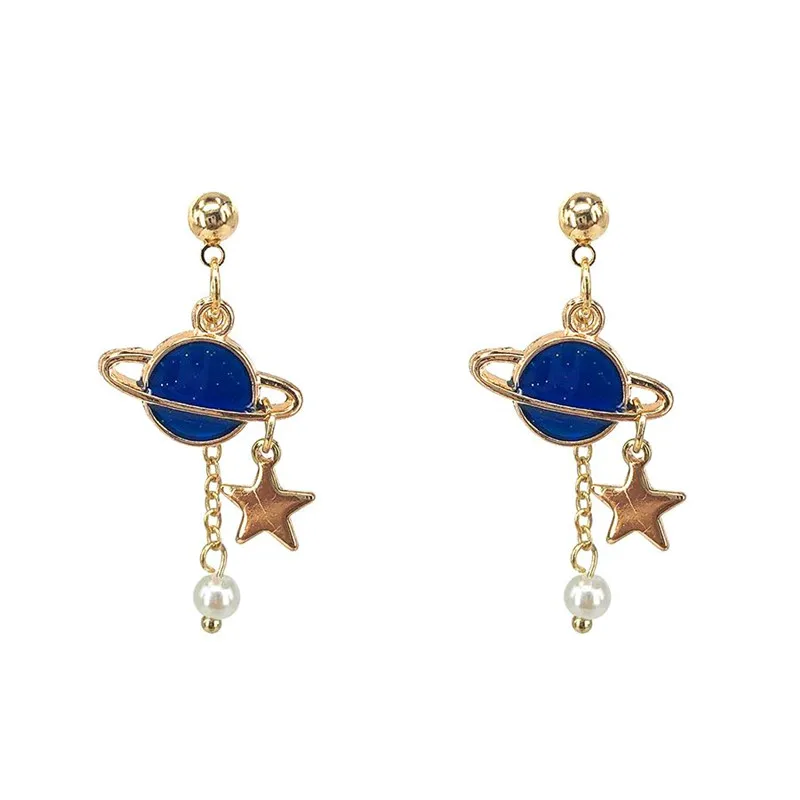 Женские корейские серьги капли Blue Planet Star модные с искусственным жемчугом