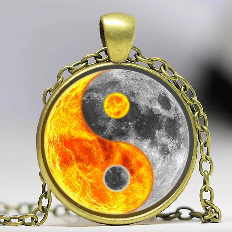 1 шт./лот Yin Yang Fire and Water ожерелье водный кулон стеклянный кабошон с фото