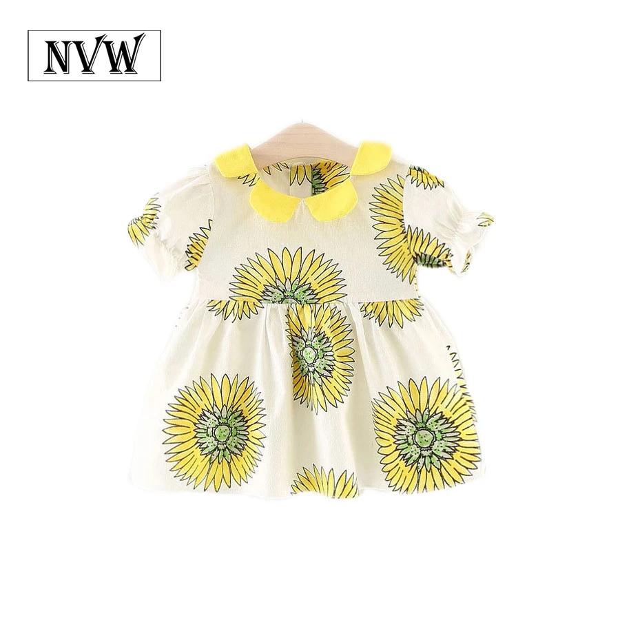 Бесплатная доставка летнее детское платье с коротким рукавом воротничками и