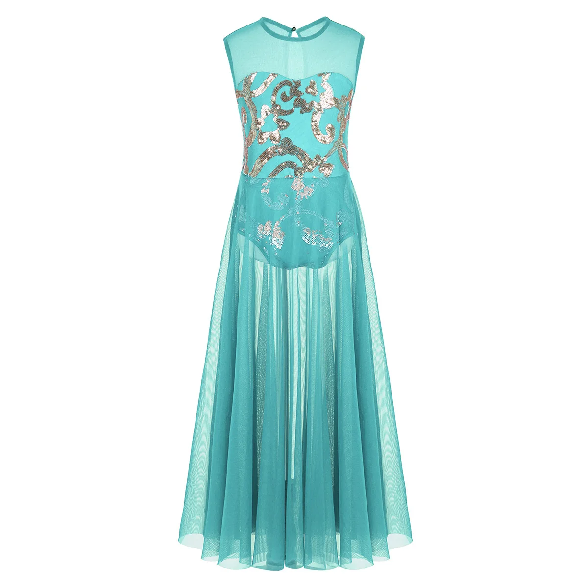 Turquoise ChicTry Дети Подростки Блестящие Блестки Цветочные балетные костюмы пачка сетка детское танцевальное платье обувь для девочек балетные костюмы трико этап лирические танцевальные костюмы - Цвет: Turquoise