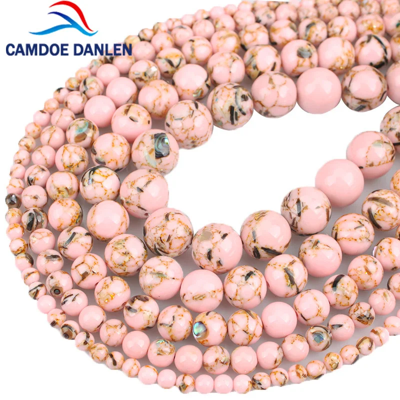 Бусины из натуральной ракушки Howlite бусины розовой бирюзы черные круглые россыпью