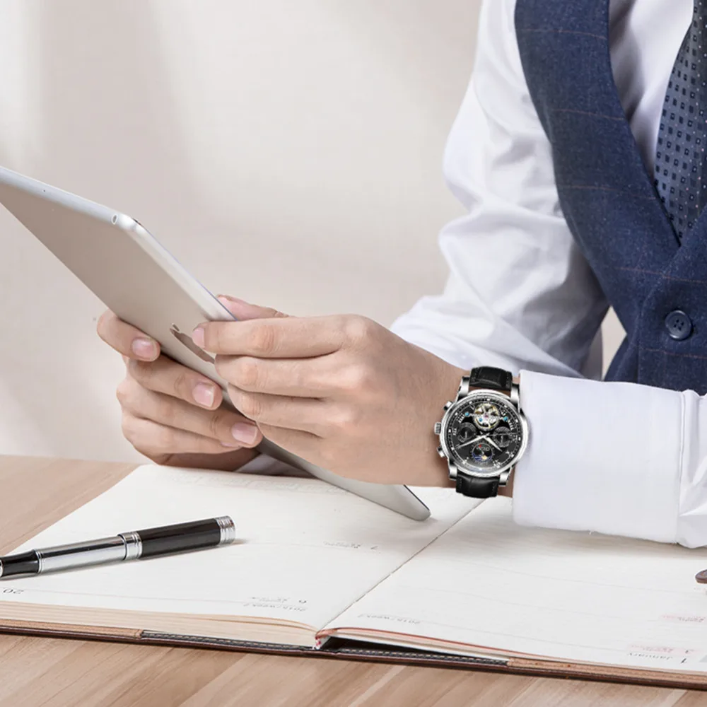 Мужские автоматические механические часы DOM с турбийоном спортивные