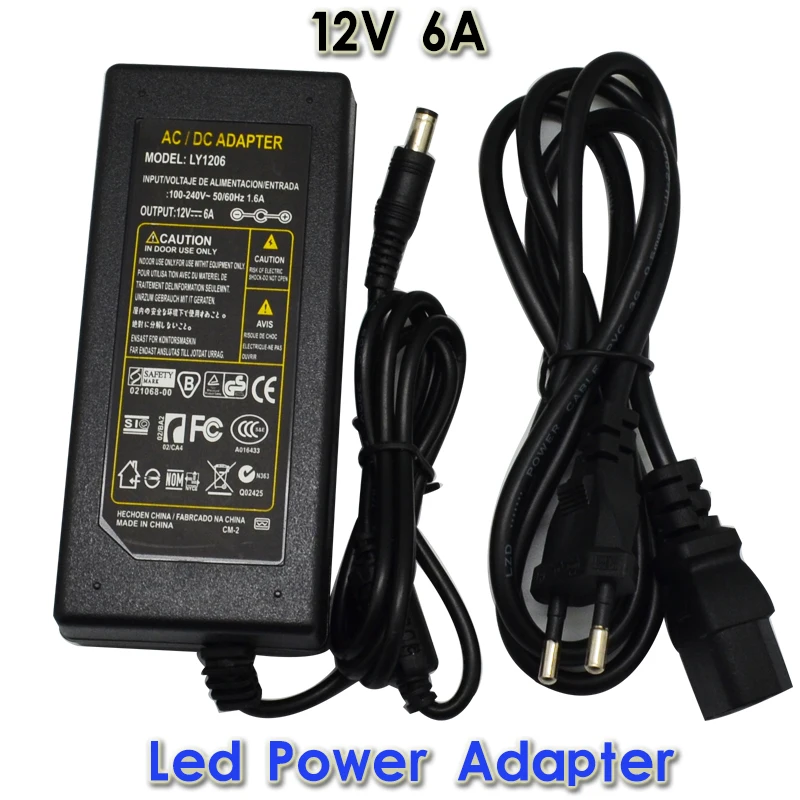 Светодиодный драйвер AC100 220V для DC12V 24 V Питание адаптер с EU/AU/UK/US вилка 5630 5050