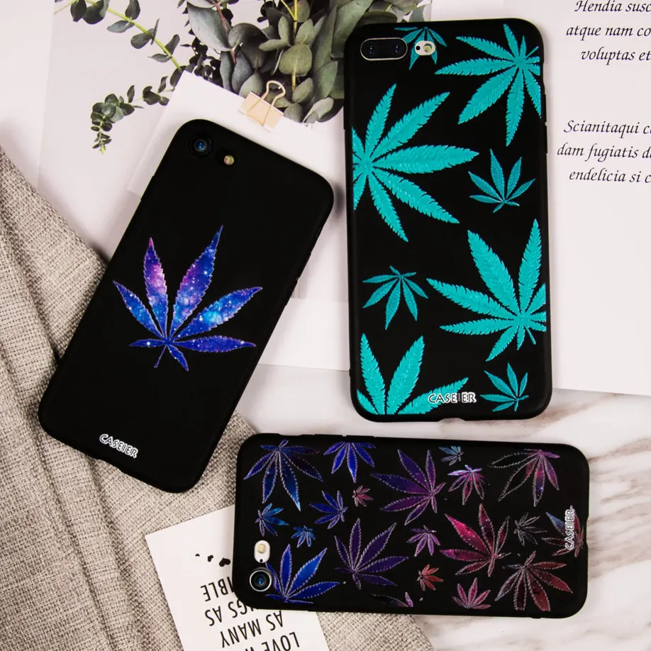CASEIER Soft Silicone leaves Patterned Phone Case For iPhone 7 Cases Luxury Cover 5 5s SE 6 6s 8 Plus X Funda Capinha |