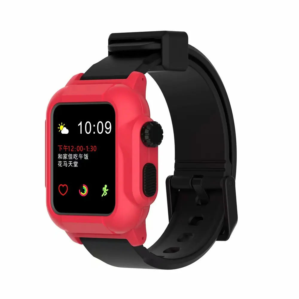 Водонепроницаемый корпус ремешки для часов Apple Watch Series 2/3 42 мм Плавание Серфинг силиконовые водонепроницаемые часы ремешок