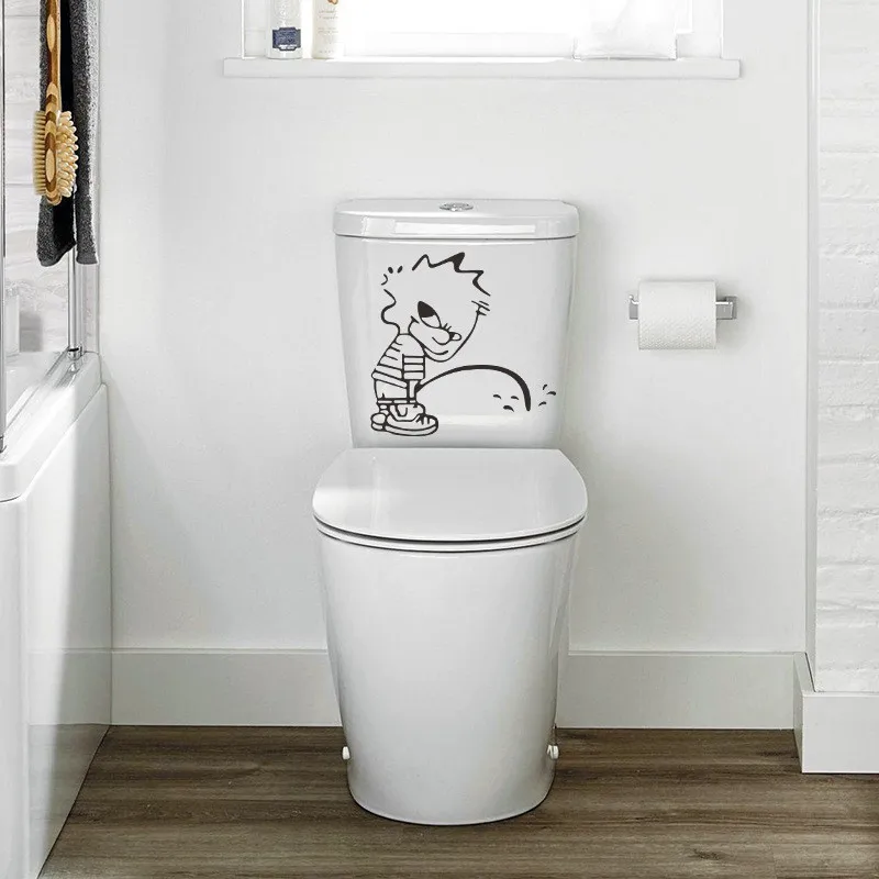 Eco-friendly Toilet Stickers Cartoon Pattern Wall Decals Home Decoration Glass funny bathroom signs | Дом и сад