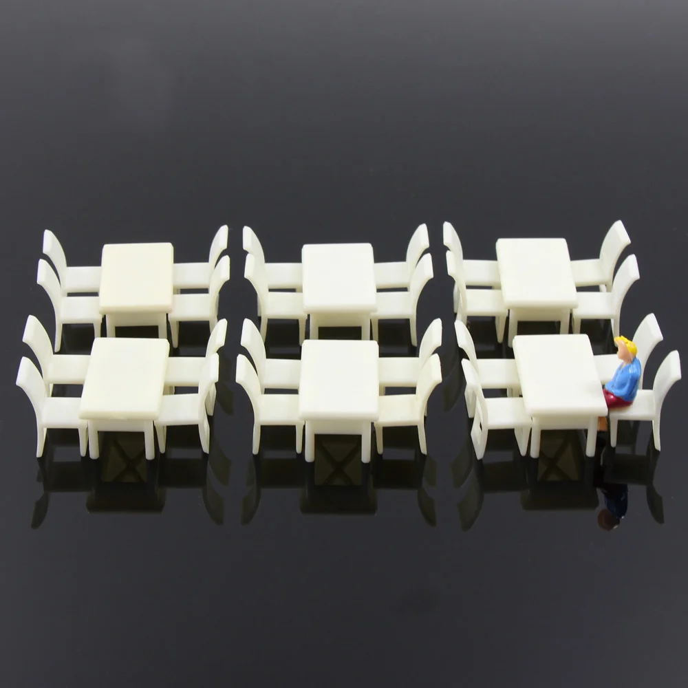 6 компл. белый квадратный обеденный стол стул дивана железнодорожной модели 1:50 о