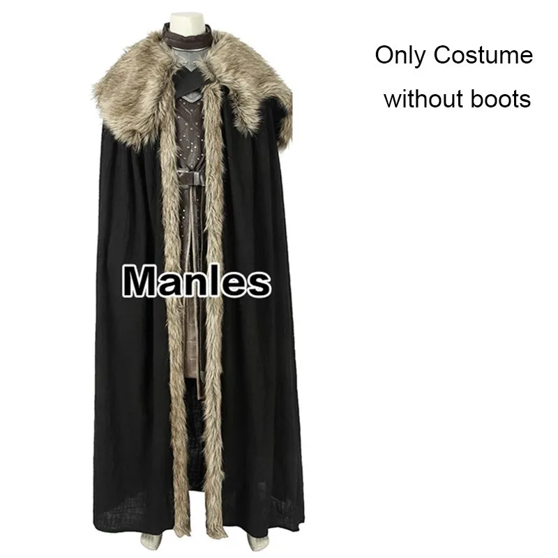 costume without boot Костюм «Игра престолов 8», «Джон Сноу», «Песнь Льда и Огня» для взрослых, для костюмированной вечеринки, на Хэллоуин, Рождество, карнавал, вечерние ботинки - Цвет: costume without boot