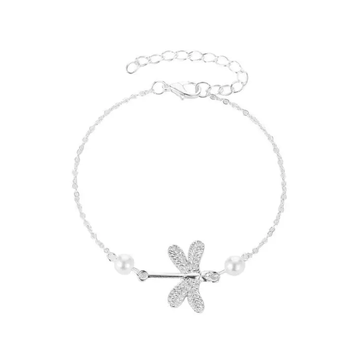 601 New Cute Temperament Dragonfly Trendy Anklet Multielement Bracelet Adjustable Opening Bangle Bijoux Jewelry Gift B3100 | Украшения и