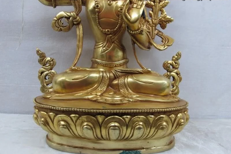 Тибетская фиолетовая медь Gild Manjusri Avalokitesvara Гуаньинь Кван-Инь богиня Будда | Дом и