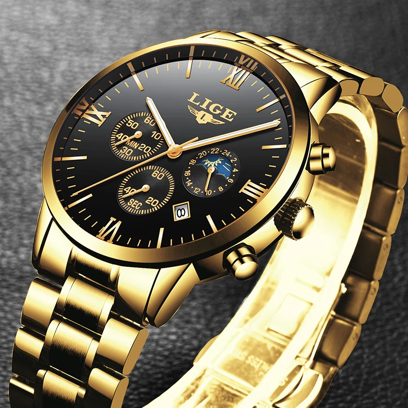 LIGE новые мужские часы Подарок Роскошные Известный Топ бренд модные повседневные