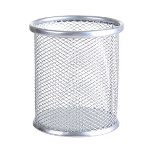 Round-silver 1 шт., высокое качество, офисный Органайзер, круглый косметический карандаш, держатель для ручек, канцелярский контейнер, школьные принадлежности для хранения стола - Цвет: Round-silver