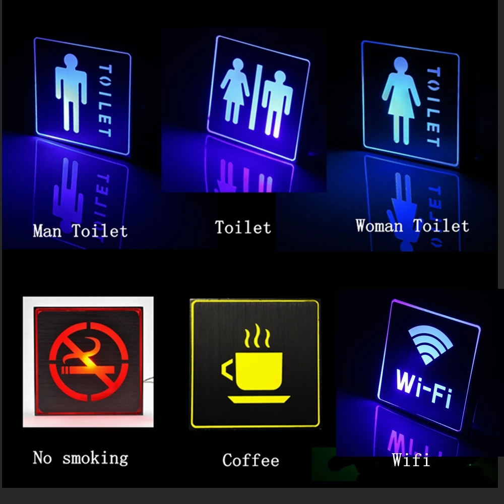 СВЕТОДИОДНЫЙ СИГНАЛЬНЫЙ индикатор предупреждающий знак Wi-Fi lounge Туалет индикация настенный светильник для отеля торговый центр офис внутреннее украшение