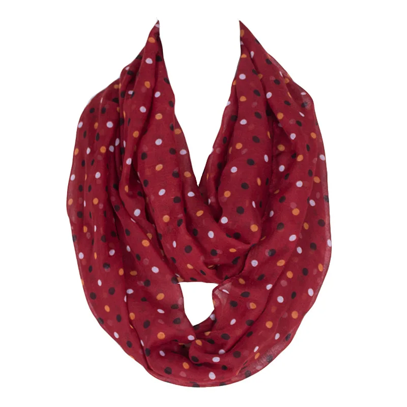 Женский шарф кольцо в горошек из полиэстера 180x50 см|ring scarf|loop scarffashion scarf |