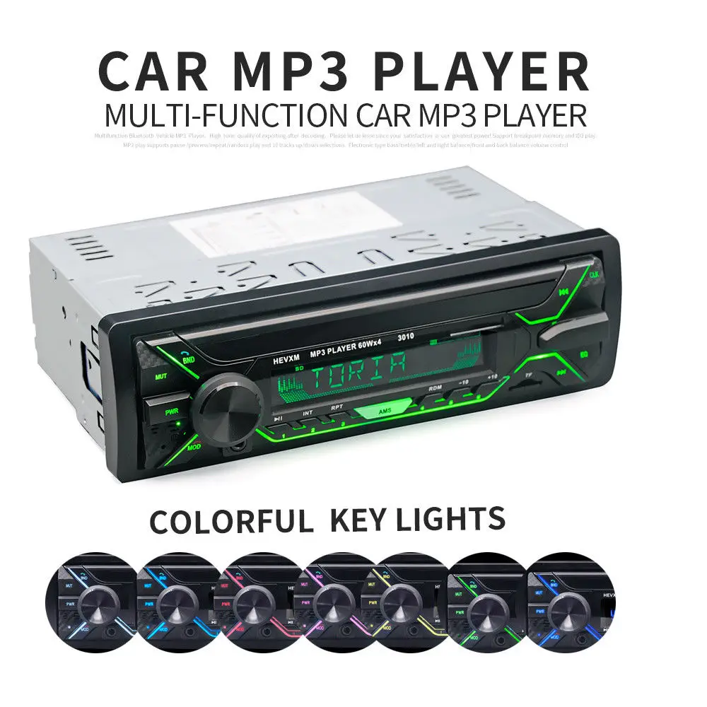 Красочный съемный автомобильный радиоприемник Bluetooth Авторадио USB 1 Din стерео