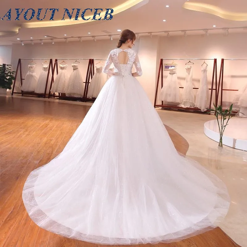 Белое свадебное платье с коротким рукавом и длинным шлейфом vestido de noiva Платье