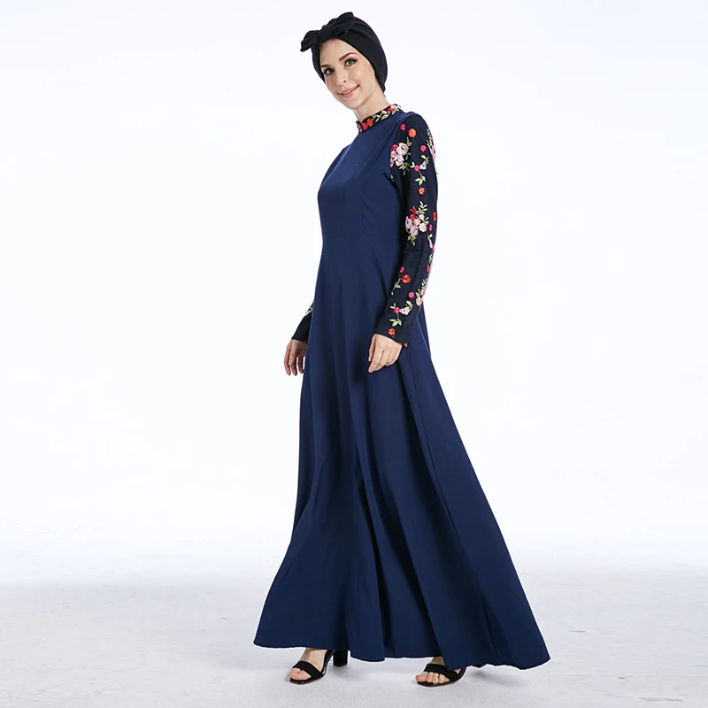 Buytiz ОАЭ сетки военно-морского флота мусульманских креп abaya Макси платье арабский