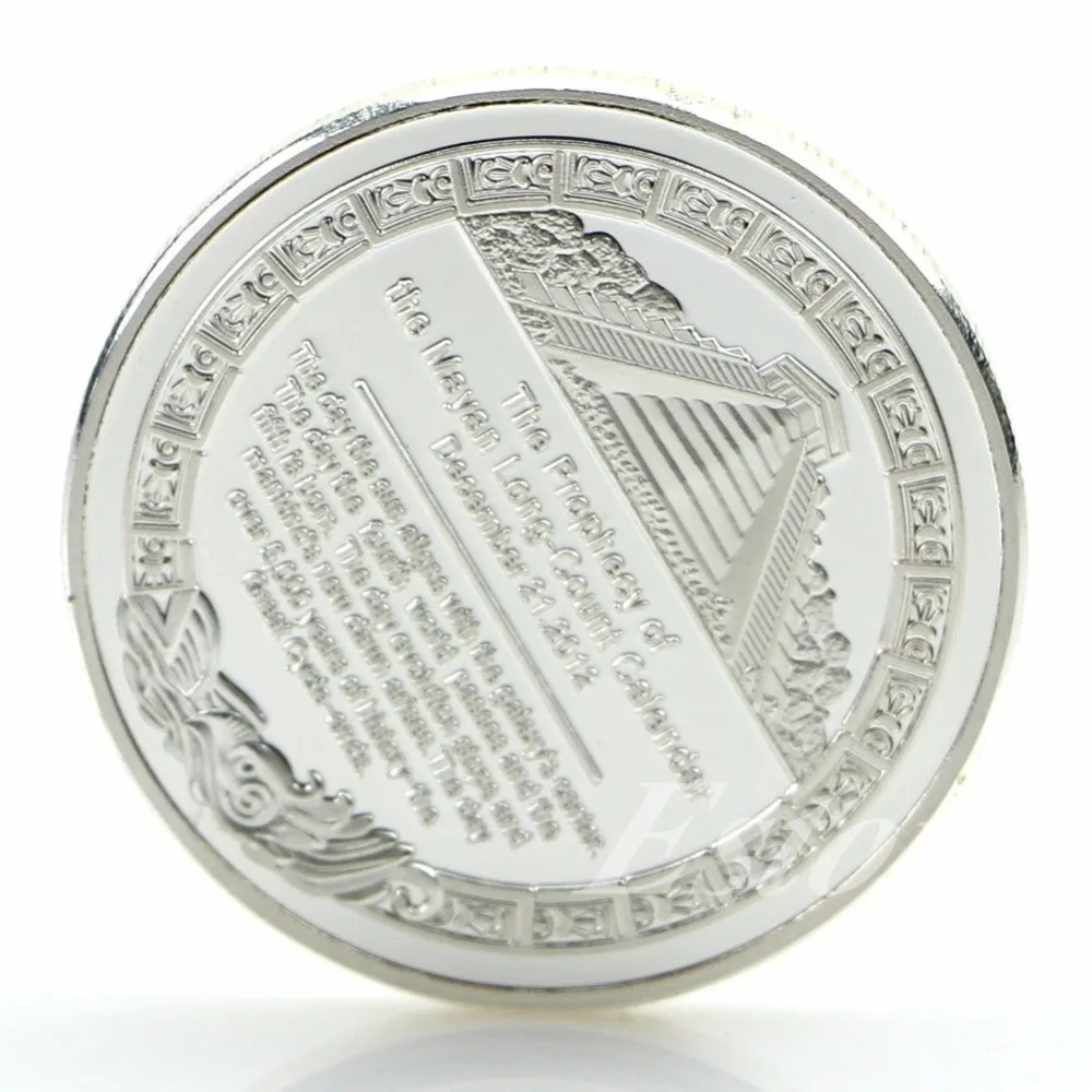 1х Позолоченная серебряная галька с календарем майя ацтеков сувенир Памятная