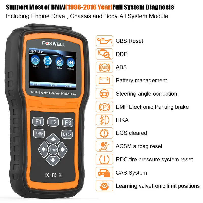 FOXWELL NT520 OBD2 автомобиля Dagnostic Инструмент Полный Системы АБС двигатель водителя EPB
