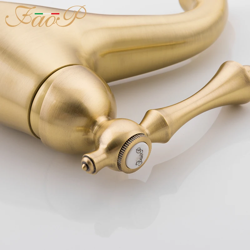 Смесители для раковины FAOP золотой кран в ванной комнате смеситель Водопад