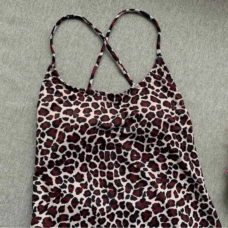 Бразильское бикини с леопардовым принтом и открытой спиной лето 2019|Комбинезоны| |