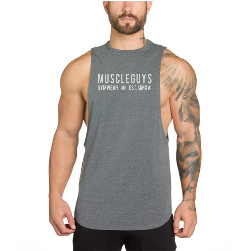 Бренд Muscleguys майка для фитнеса Мужская без рукавов рубашка летняя негабаритная