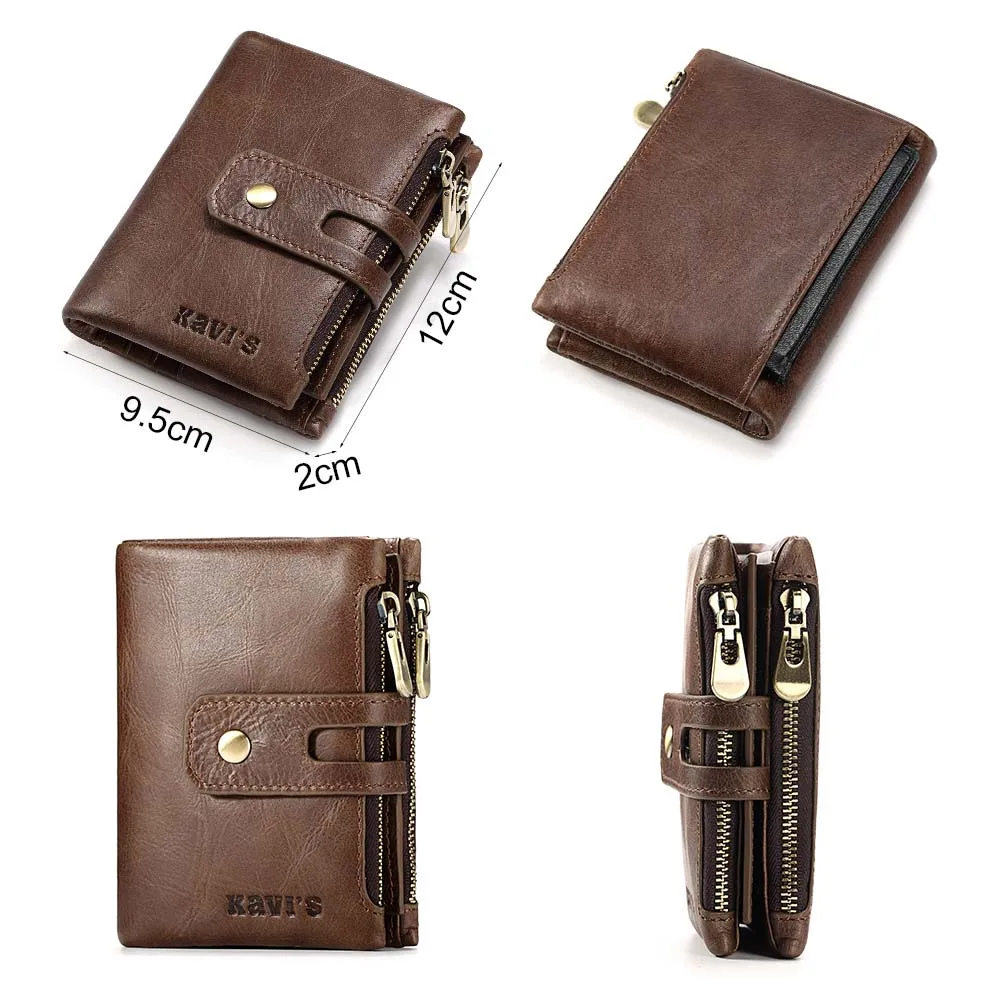 

KAVIS Dark Red Genuine Leather Women Wallet Female Coin Purse Small Walet Portomonee Lady PORTFOLIO Zipper for Girls Vallet Mini