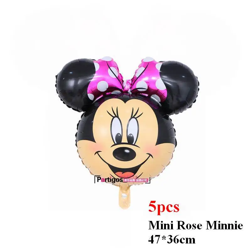 5pcs rose minnie Минни Микки Маус голова фольги вертикальные шары гелий мультфильм Микки шары День рождения украшения детский душ - Цвет: 5pcs rose minnie