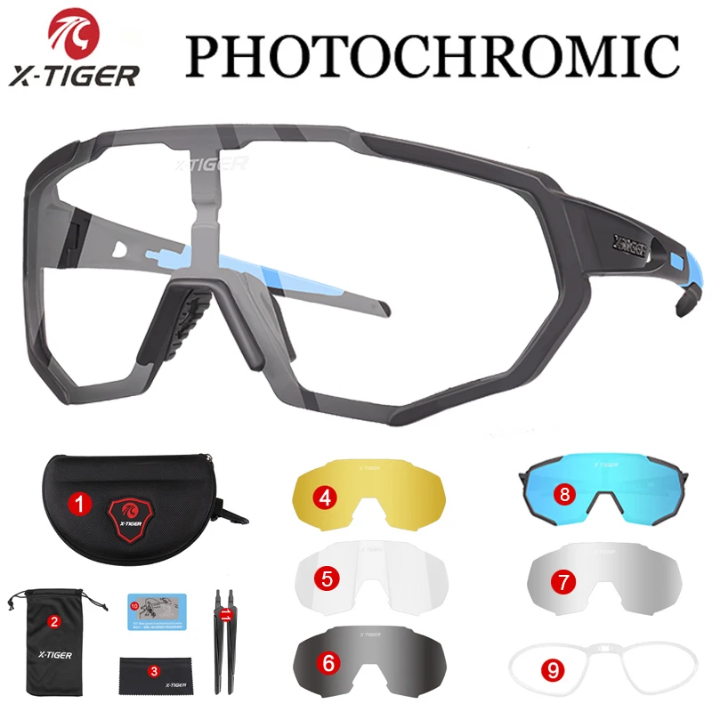 X-YJ-JPC04-5P X-TIGER фотохромные MTB велосипедные солнцезащитные очки для езды на велосипеде Поляризованные очки для велосипедистов близорукость рама велосипеда очки - Цвет: X-YJ-JPC04-5P