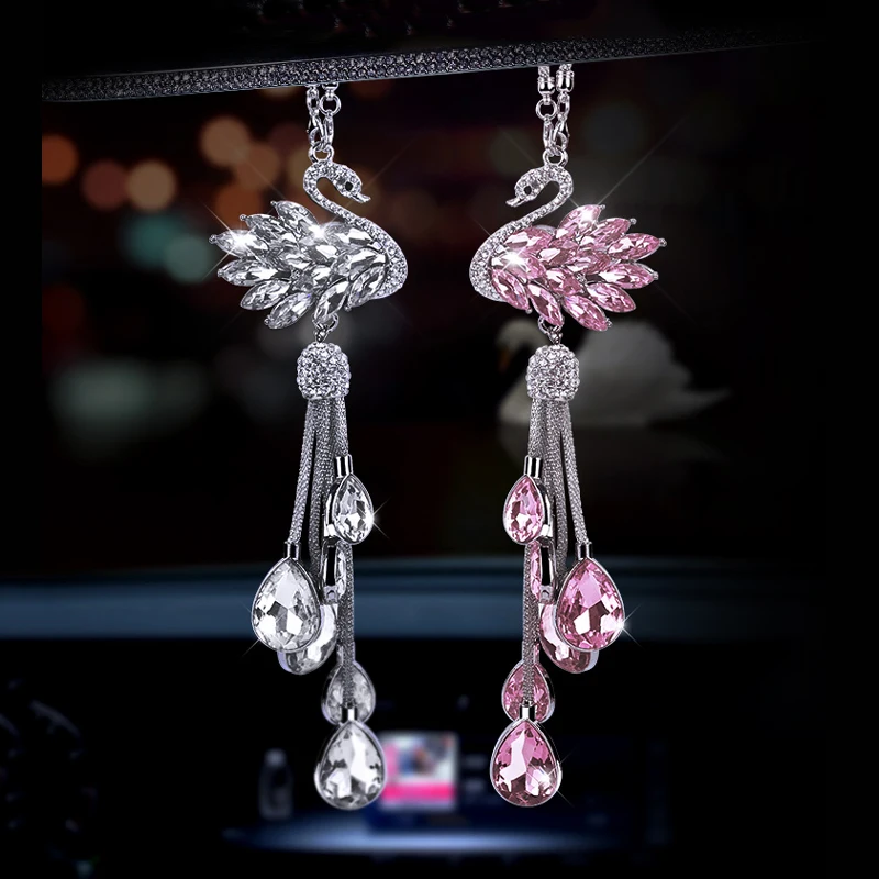 Автомобильное зеркало заднего вида очаровательное Хрустальное Лебединое