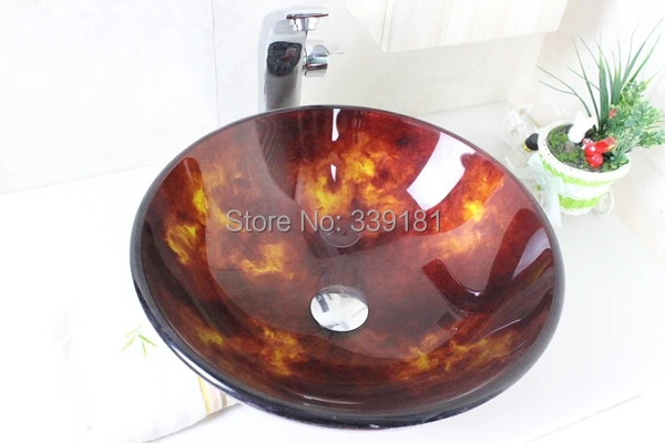 Tempered Glass Vessel Sink With Hot And Cold Faucet Set N-366 | Обустройство дома