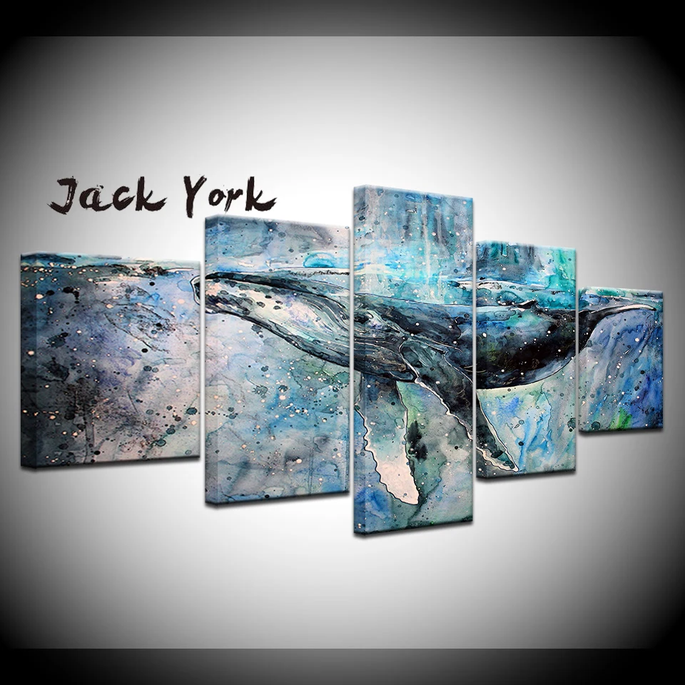 

Canvas Painting the abstract dolphin swimming 5 Pieces Wall Art Painting Modular Wallpapers Poster Print living room Home Decor