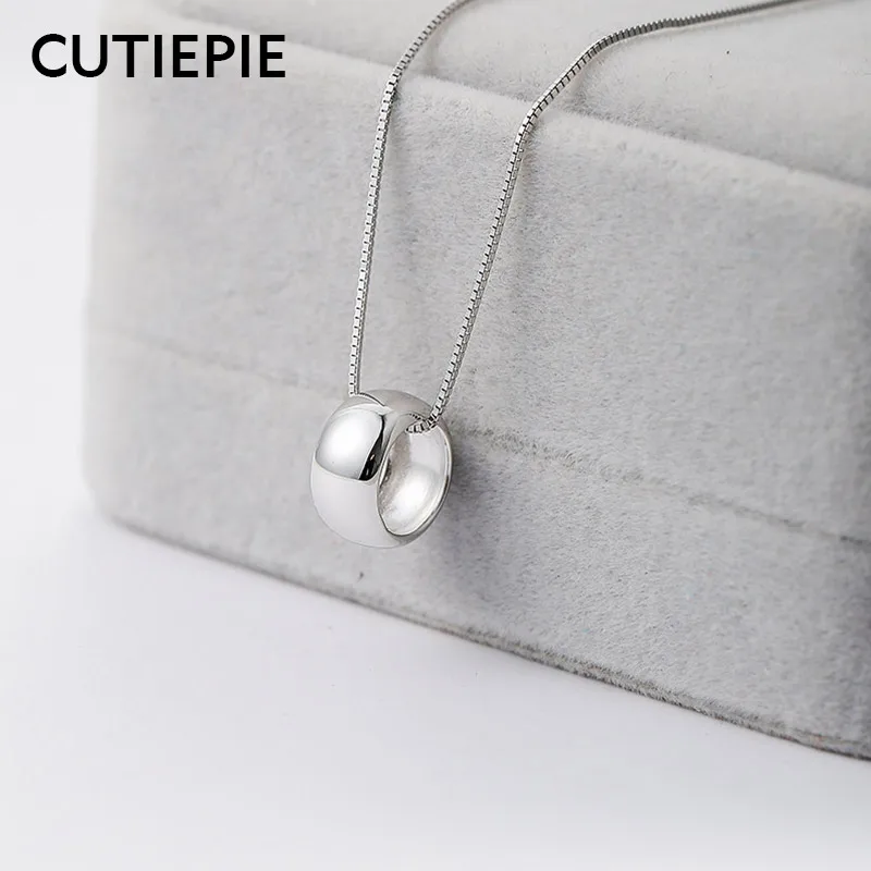 CUTIEPIE Новый настоящий 925 пробы Серебряный счастливый круг ожерелье s для женщин