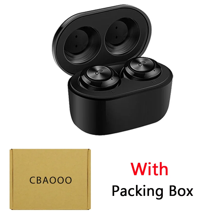 CBAOOO TWS Bluetooth 5,0 наушники-вкладыши Спортивные Беспроводные наушники IPX5 Водонепроницаемый Bluetooth мини гарнитура стерео наушники с микрофоном - Цвет: Black