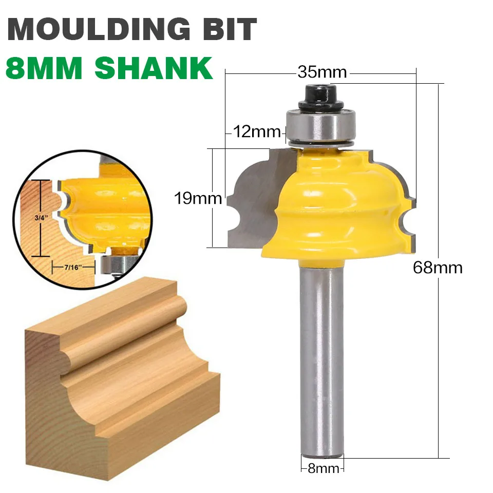 

1 шт., архитектурная формовочная фреза-8 дюймов, нож с хвостовиком, деревообрабатывающий резак, шиповый резак для деревообрабатывающих инструментов