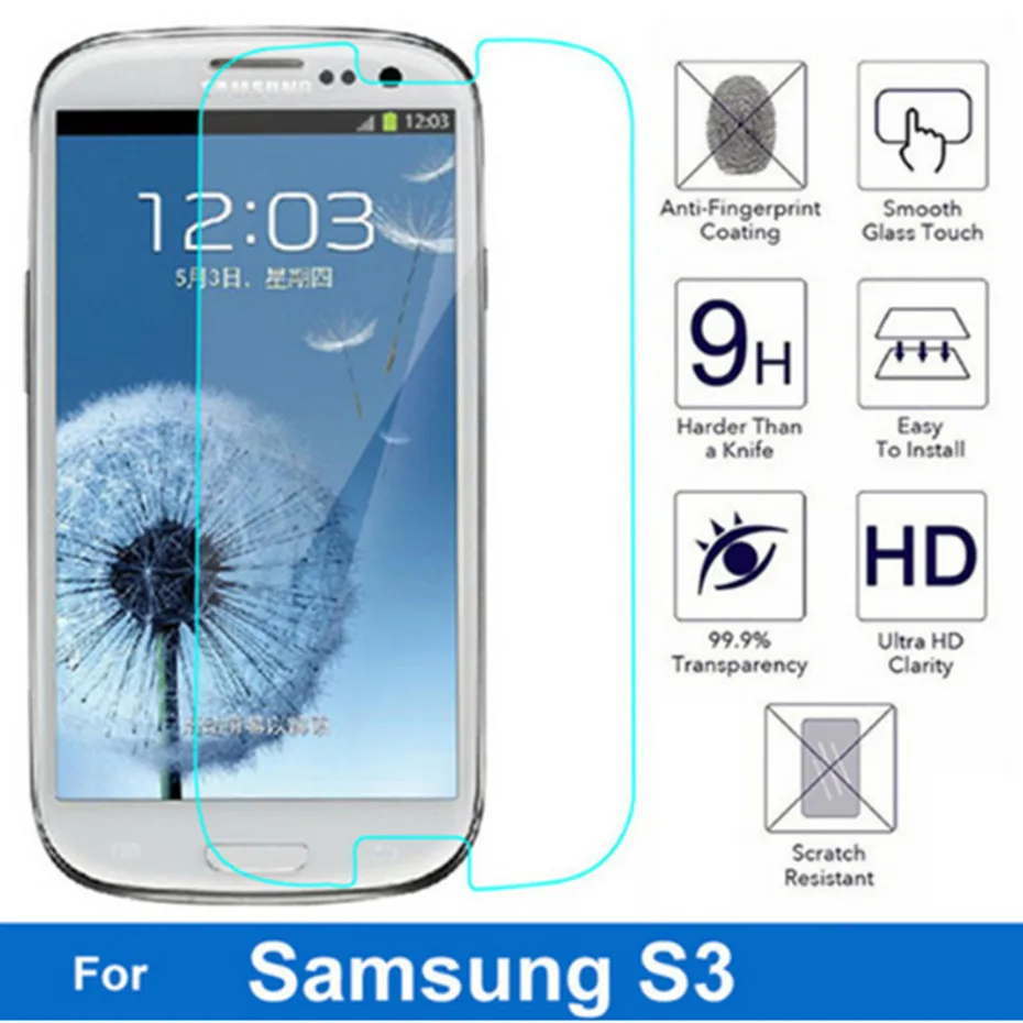 2pcs 9H Ultra-thin protective glass for Samsung Galaxy S3 I9300 screen protector tempered on S iii SIII | Мобильные телефоны и