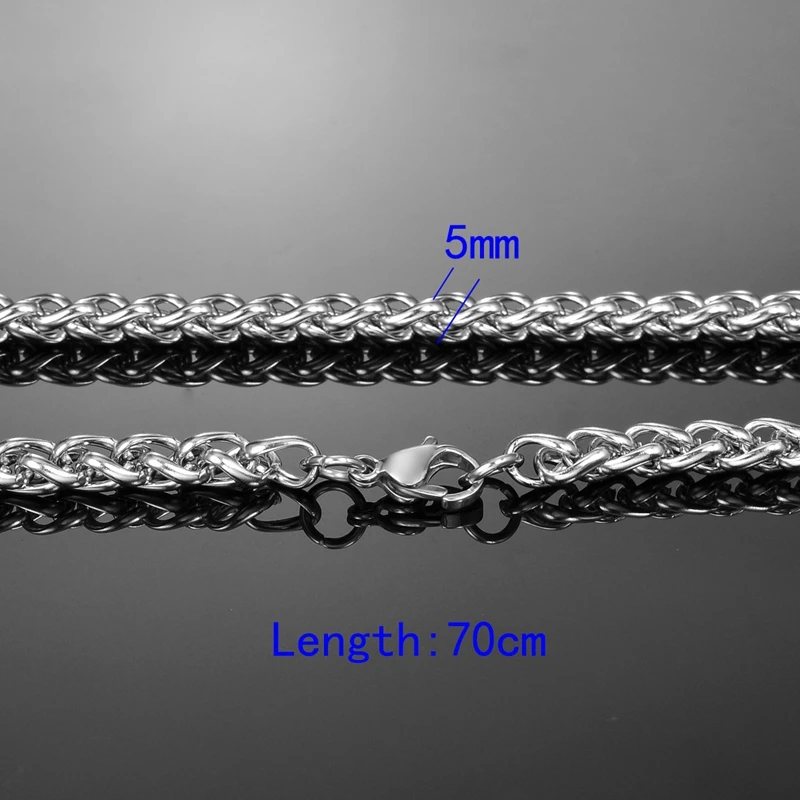 70cmx5mm Нержавеющая сталь funique Серебряный тон витая веревка микс цепь ожерелье для изготовления ювелирных изделий мужское женское ожерелье с длинной цепью ювелирные изделия - Окраска металла: 70cmx5mm
