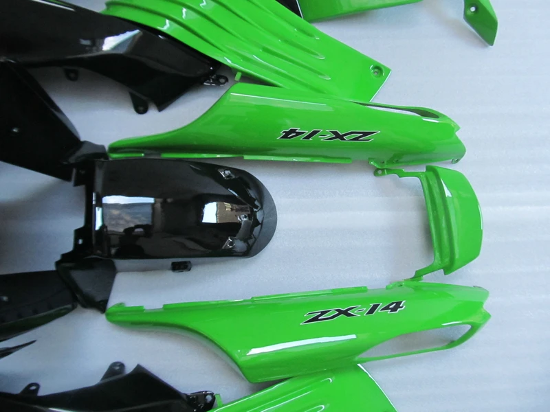 Комплект обтекателей для литья под давлением Kawasaki ZX14R 06 07 08 09 2006 2009 черно зеленый