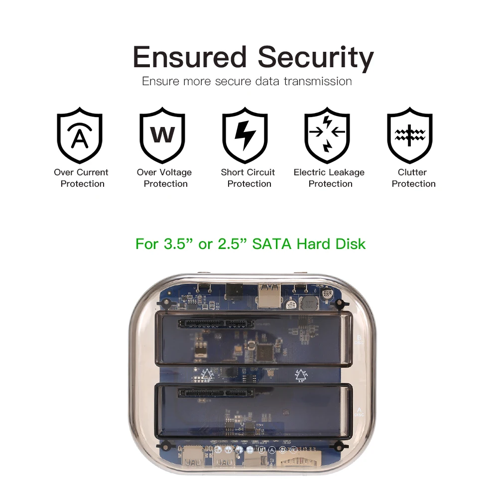 

HDD Docking Station USB3.0 Hard Disk Drive Docking Station USB 3.0 Multifunctional Docking Base HDD Enclosure for 2.5" 3.5" SATA