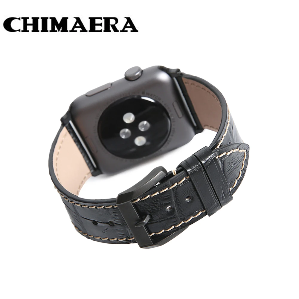 Ремешок CHIMAERA для Apple Watch 42 мм 44 кожаный черный коричневый браслет Iwatch watch Series 1 2Series 3