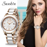 sunkta new rose gold watch women quartz watches ladies top brand luxury female wrist watch girl clock wife gift zegarek damski