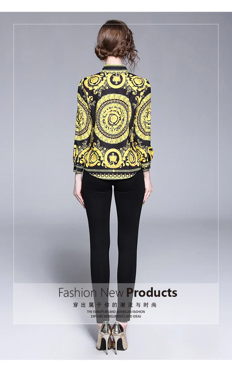 

High Quality Long Sleeves Blouse Women's Vintage Elegant Charming Floral Print Turn Down Collar Casual Shirts Blouse Ladies Tops