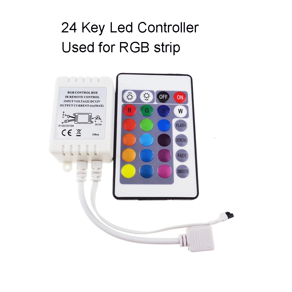 Светодиодная лента 3528 RGB наборы с адаптером питания 2A 24 клавишным пультом