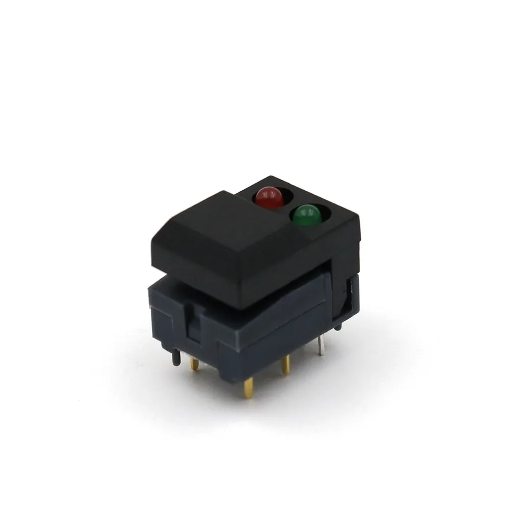 10 шт. PB86-A2 красный и зеленый светодиодный 8Pin мгновенное крепление печатной платы SPDT квадратный кнопочный переключатель