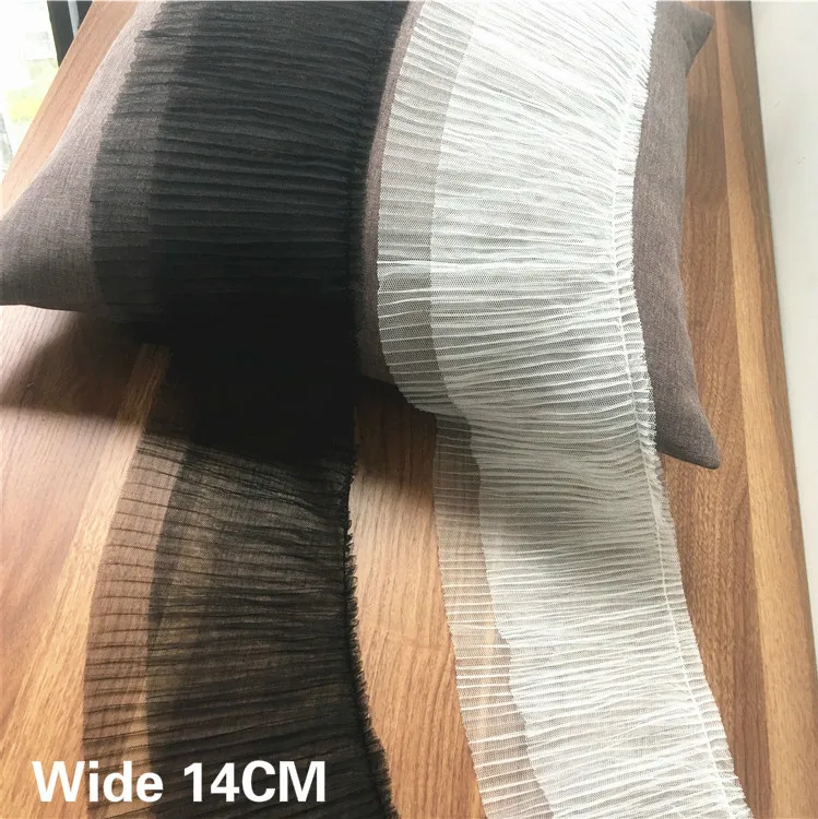 

14CM Wide Luxury Double Layers Tulle Lace Ribbon Mesh Embroidery Collar Lace Edge Trim For Women Dress DIY Sewing Guipure Decor