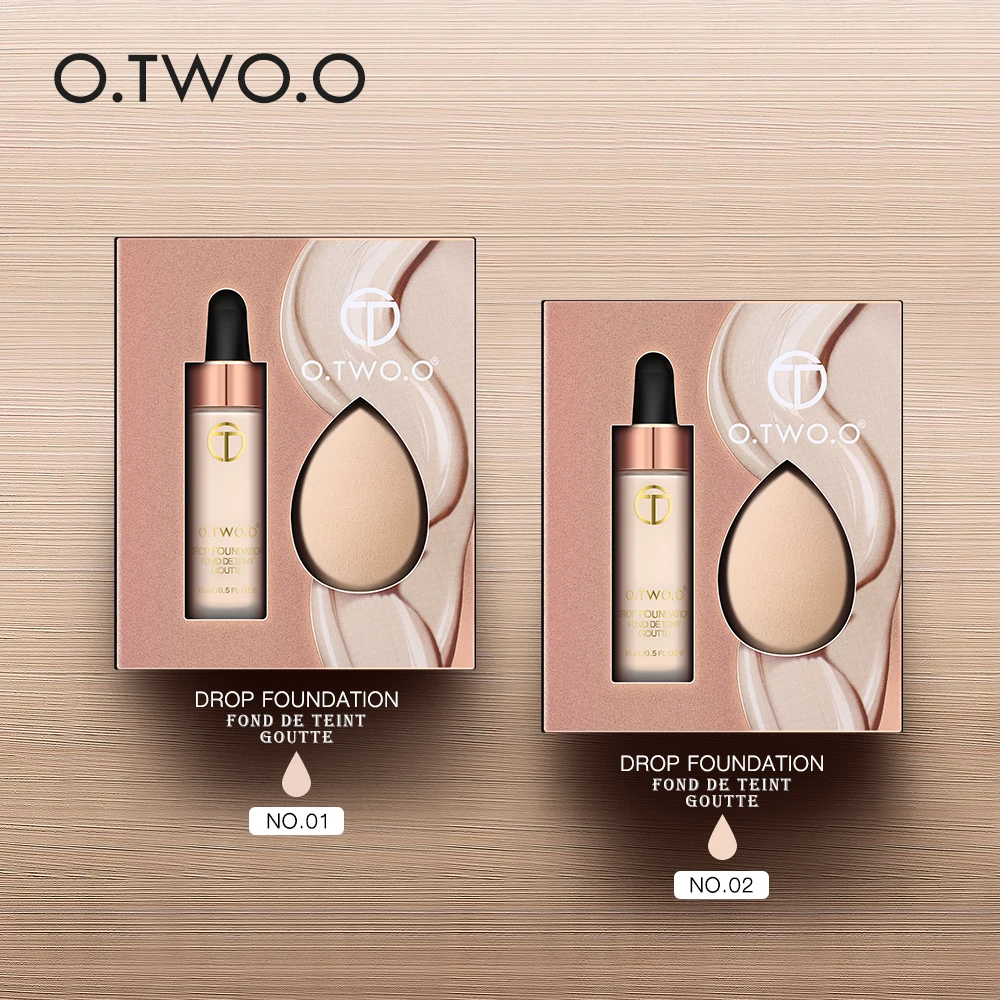 

2019 O.TWO.O 15ml Foundation Soft With Sponge Matte Oil Control Concealer Liquid Foundation Cream Long Wear Women Makeup Beauty