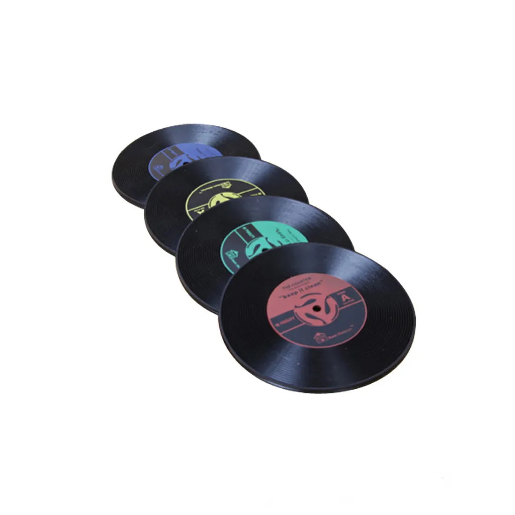 CD Records Shape Kitchen Party Bar Cup Mat Placemat Silicone Coaster Creative Gadget Accessories Mat#5 | Дом и сад
